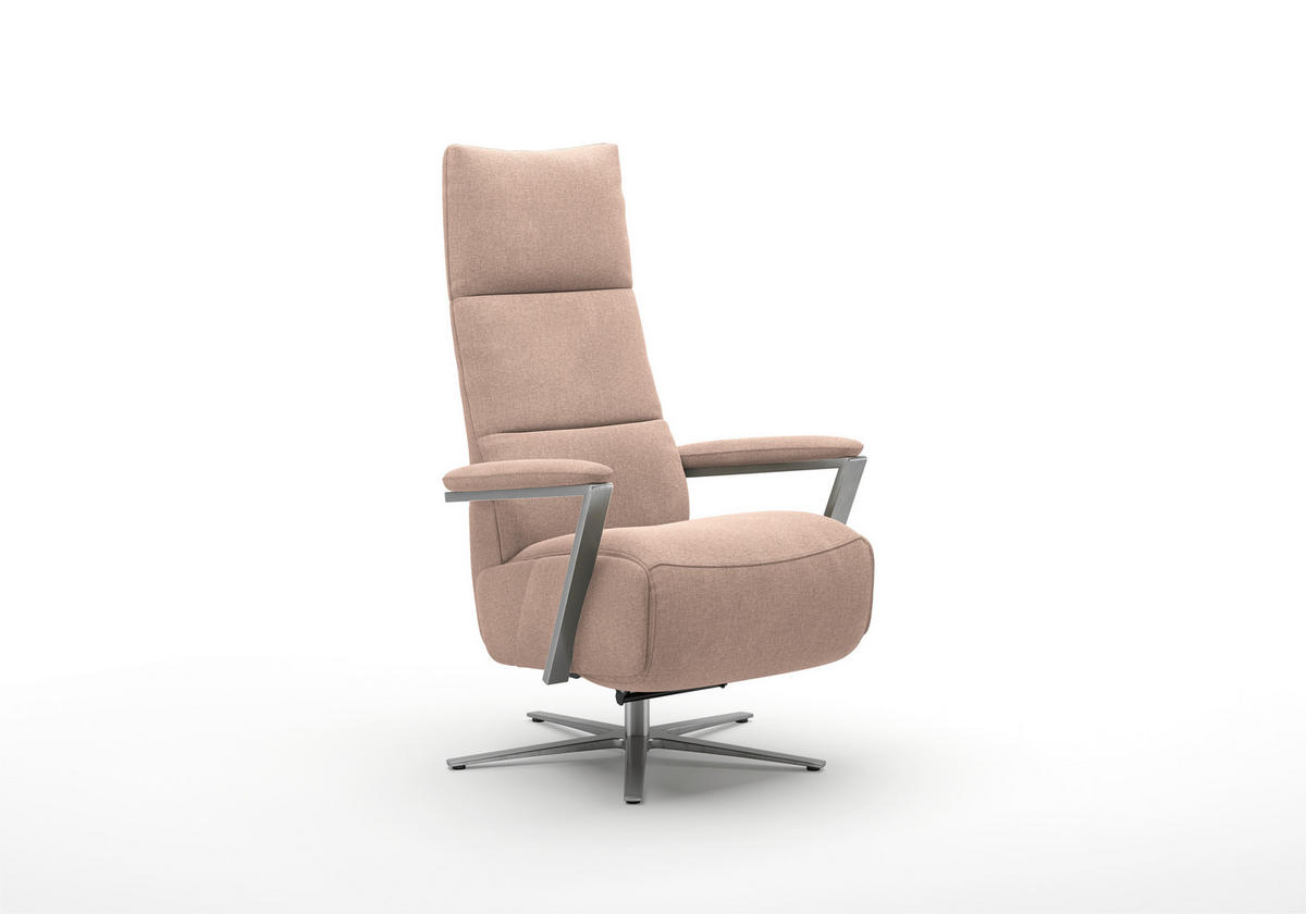 RELAXSESSEL TV VARIO COMFORT E L3 Flachgewebe Kopfteilverstellung, Rücken echt    - Silberfarben/Altrosa, Basics, Textil/Metall (70/128/85cm) - Sit & More