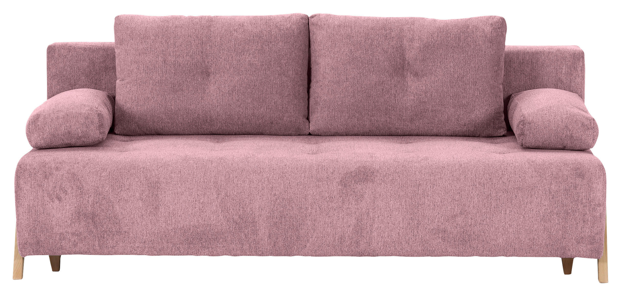 SCHLAFSOFA  mit Liegefunktion, Rücken echt Flachgewebe Altrosa  - Buchefarben/Altrosa, KONVENTIONELL, Holz/Textil (204/75/100cm) - Carryhome