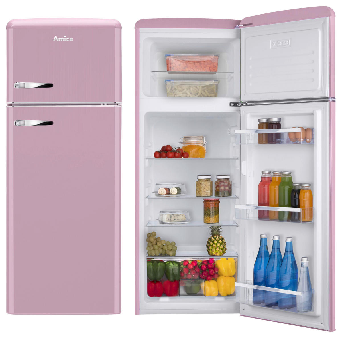 KÜHL-GEFRIER-KOMBINATION 55/144/61,5 cm KGC 15636 P  - Pink, Basics, Metall (55/144/61,5cm) - Amica