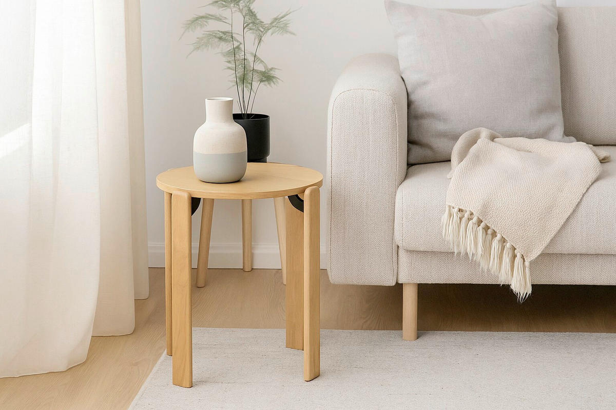 BEISTELLTISCH 56/56/46 cm Eiche furniert Schwarz rund  - Schwarz, Design, Holz/Holzwerkstoff (56/56/46cm) - MID.YOU