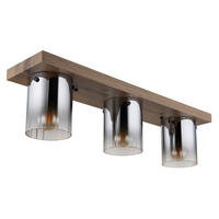 DECKENLEUCHTE UNDERWOOD 71/16/18 cm  - Dunkelbraun, Natur, Glas/Holzwerkstoff (71/16/18cm)
