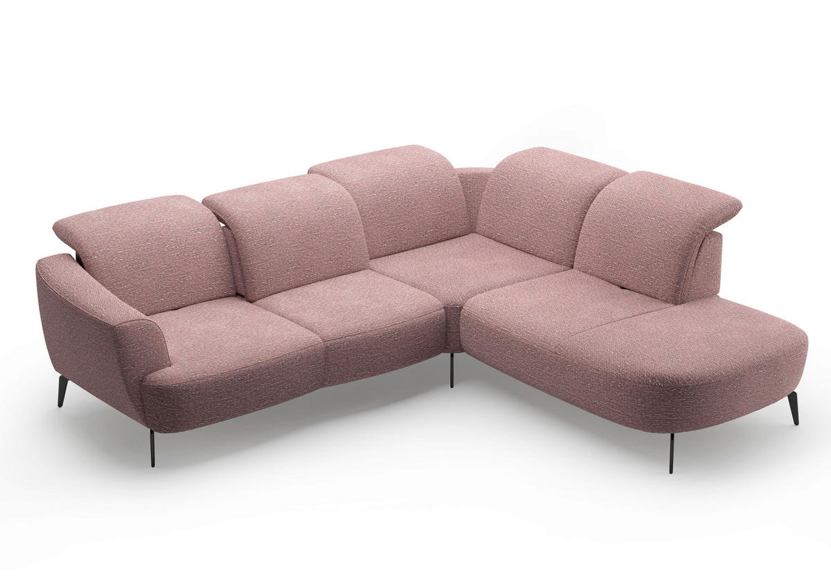 ECKSOFA ZOE E Aubergine Chenille  - Aubergine/Schwarz, KONVENTIONELL, Textil/Metall (300/267cm) - Sit & More