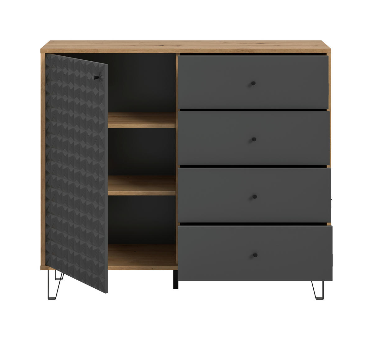 HIGHBOARD  in 110/96/40 cm  - Anthrazit/Schwarz, Design, Holzwerkstoff/Kunststoff (110/96/40cm) - Livetastic