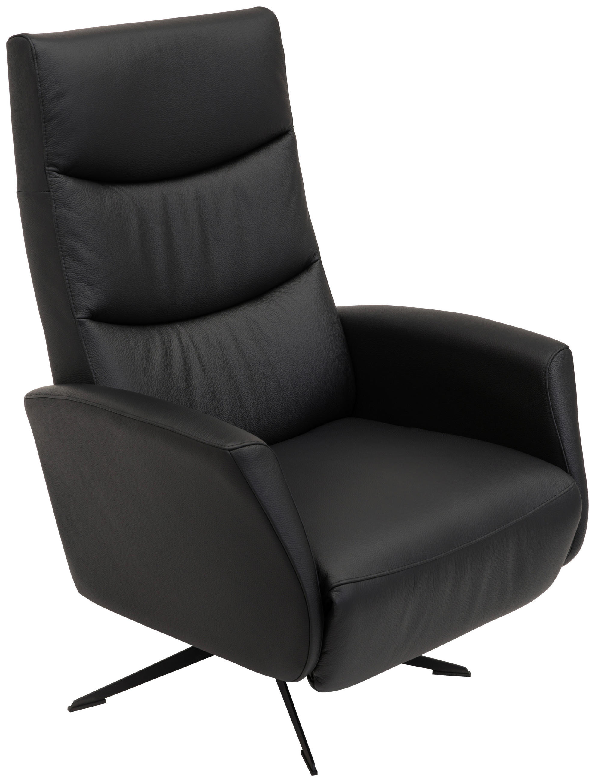 FÅTÖLJ i trä, metall, läder svart  - kromfärg/svart, Design, metall/läder (73/106/82cm) - Welnova