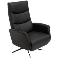 FÅTÖLJ i trä, metall, läder svart  - kromfärg/svart, Design, metall/läder (73/106/82cm) - Welnova