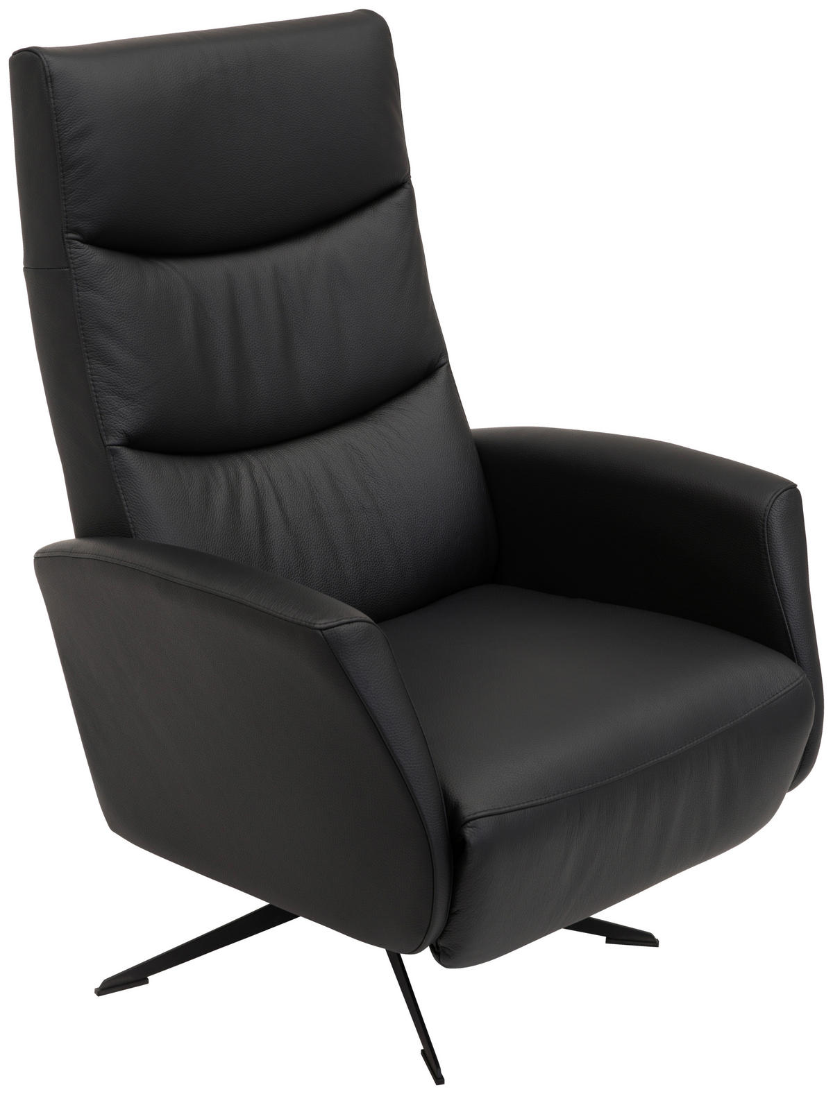 FÅTÖLJ i trä, metall, läder svart  - kromfärg/svart, Design, metall/läder (73/106/82cm) - Welnova