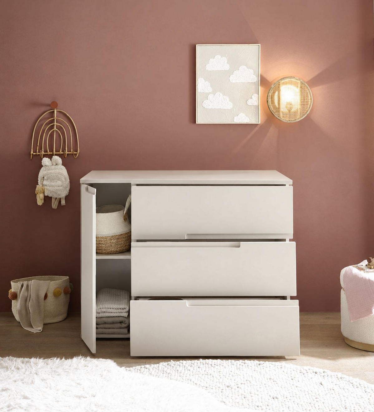 WICKELKOMMODE Luca/Corner 120/102/80 cm  - Kaschmir, Basics, Holzwerkstoff (120/102/80cm)