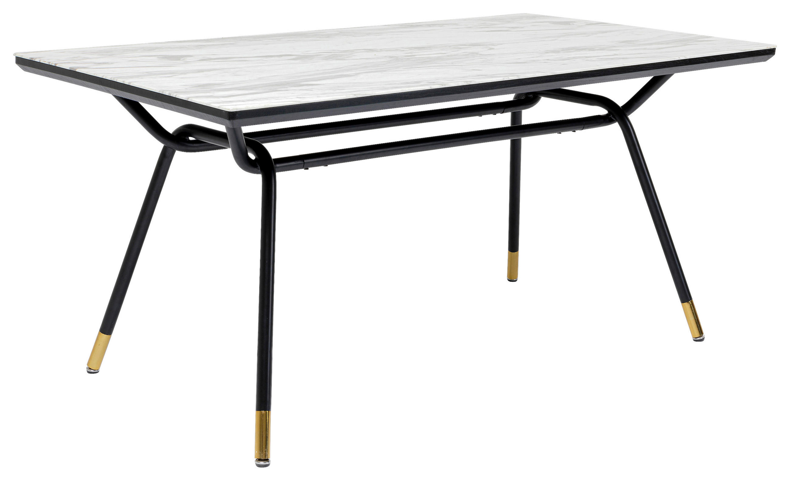 Kare-Design Esstisch Grau, Schwarz, Weiß, Messing 90x75x160 cm
