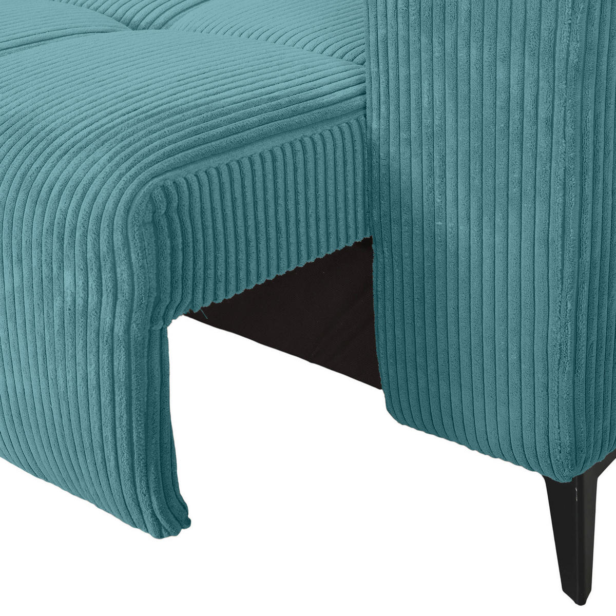 ECKSOFA Petrol Cord Rücken echt, Kopfteilverstellung, Sitzvorzug  - Petrol/Schwarz, KONVENTIONELL, Textil/Metall (170/257cm) - Carryhome
