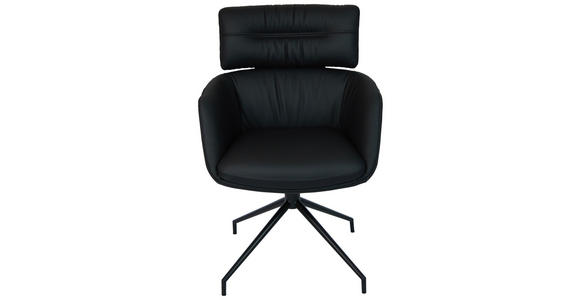 ARMLEHNSTUHL  in Eisen Echtleder pigmentiert  - Walnussfarben/Schwarz, Design, Leder/Holz (62/92/66cm) - Dieter Knoll