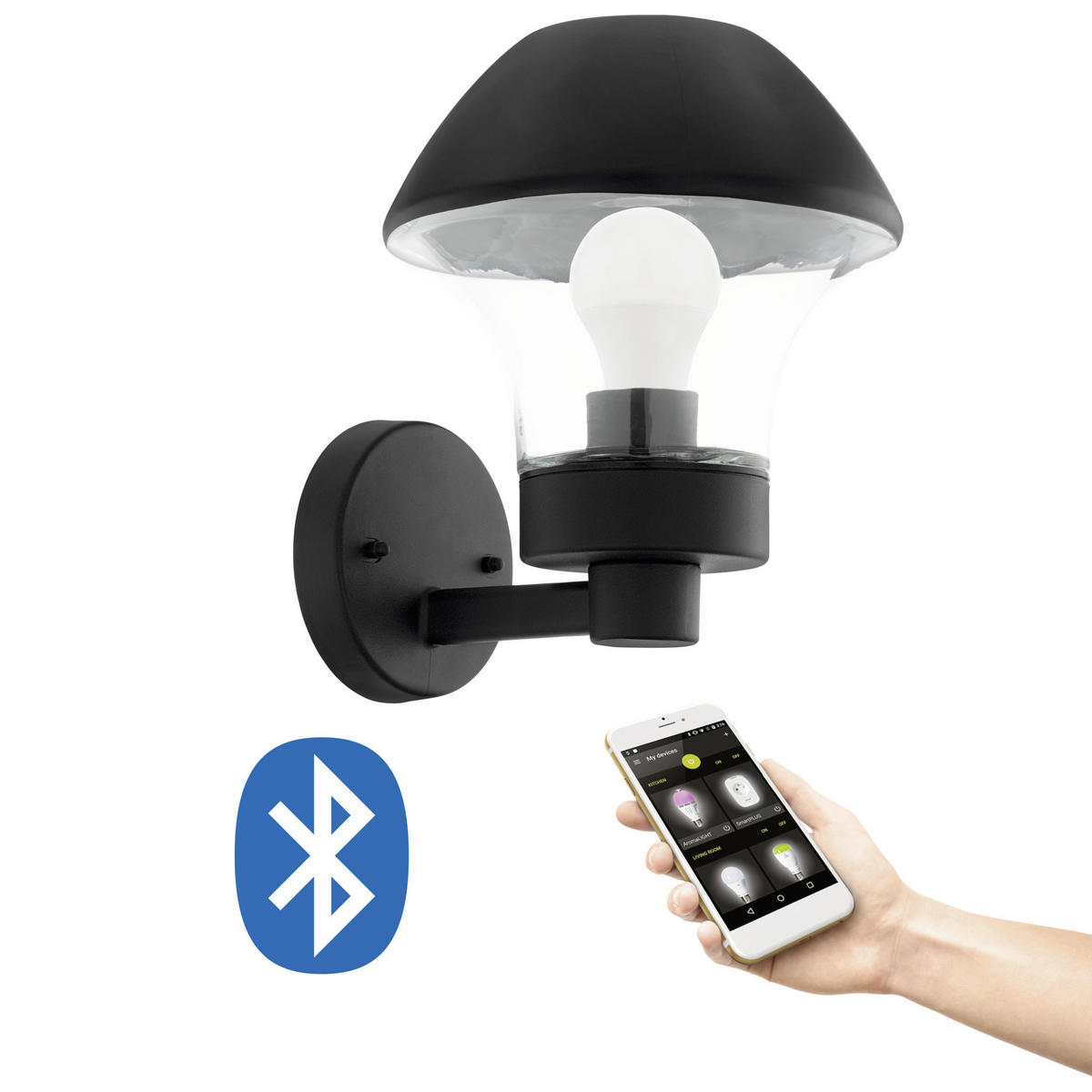 AUßENWANDLEUCHTE 21/26,5 cm   - Klar/Schwarz, Design, Glas/Metall (21/26,5cm) - Eglo