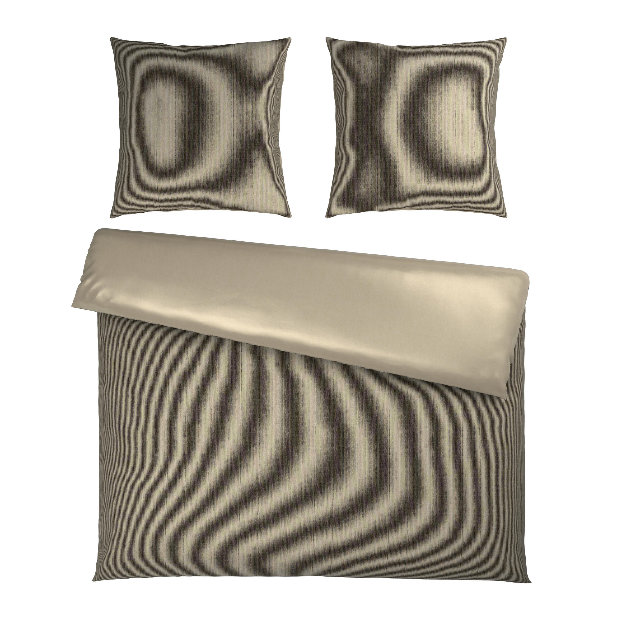 WENDEBETTWÄSCHE 3-teilig Satin 200/200 cm  - Taupe, Textil (200/200cm) - Bio:Vio