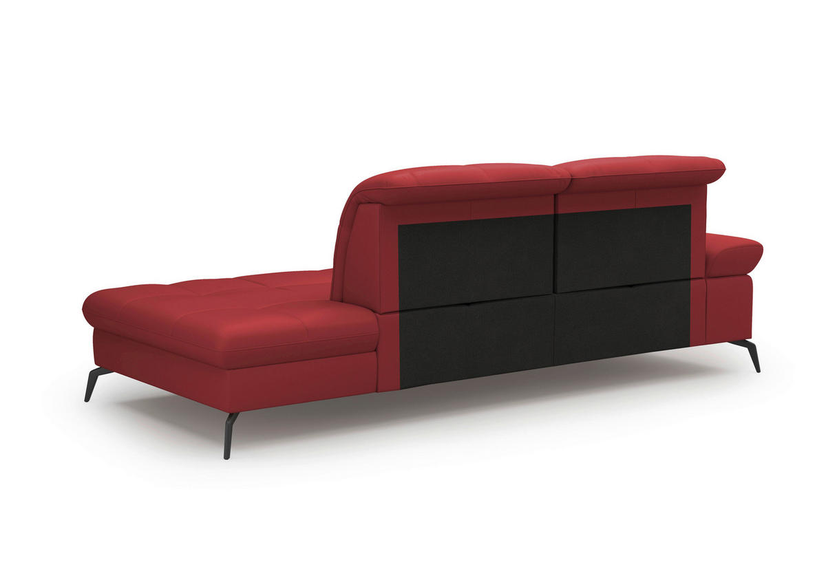 RÉCAMIERE in Vliesstoff Kombination Echtleder/Stoff Rot  - Rot/Schwarz, Konventionell, Leder/Textil (231/90/122cm) - Sit & More