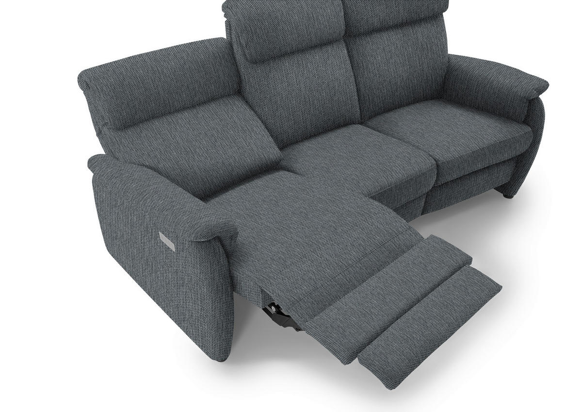 TRAPEZSOFA in Flachgewebe Anthrazit  - Anthrazit/Schwarz, Konventionell, Textil/Metall (219/107/97cm) - Pure Home Comfort