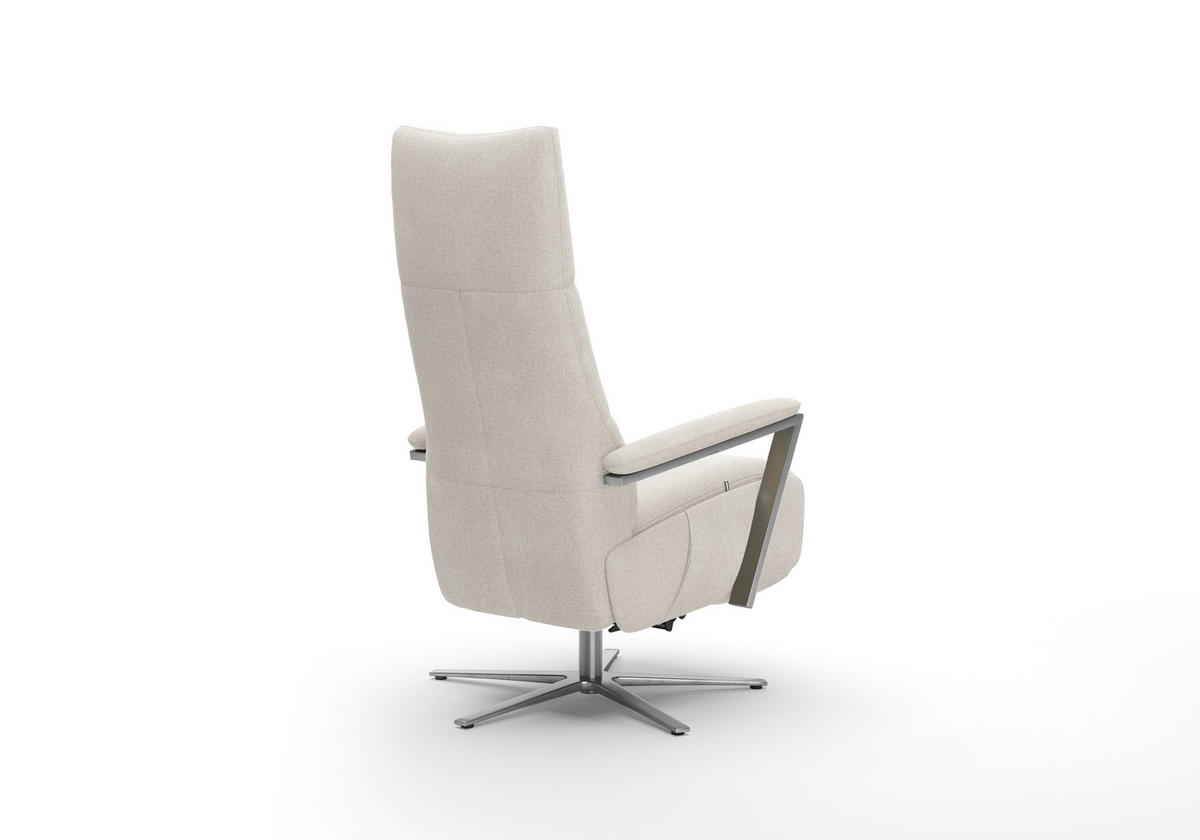 RELAXSESSEL TV VARIO COMFORT E S1 Flachgewebe Kopfteilverstellung, Rücken echt    - Silberfarben/Creme, Basics, Textil/Metall (70/124/85cm) - Sit & More