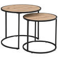 BEISTELLTISCHSET rund Schwarz, Eiche Artisan  - Schwarz/Eiche Artisan, Basics, Holzwerkstoff/Metall (50/40/50/40/45.5/39cm) - Carryhome