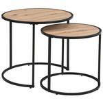 BEISTELLTISCHSET rund Schwarz, Eiche Artisan  - Schwarz/Eiche Artisan, Basics, Holzwerkstoff/Metall (50/40/50/40/45.5/39cm) - Carryhome