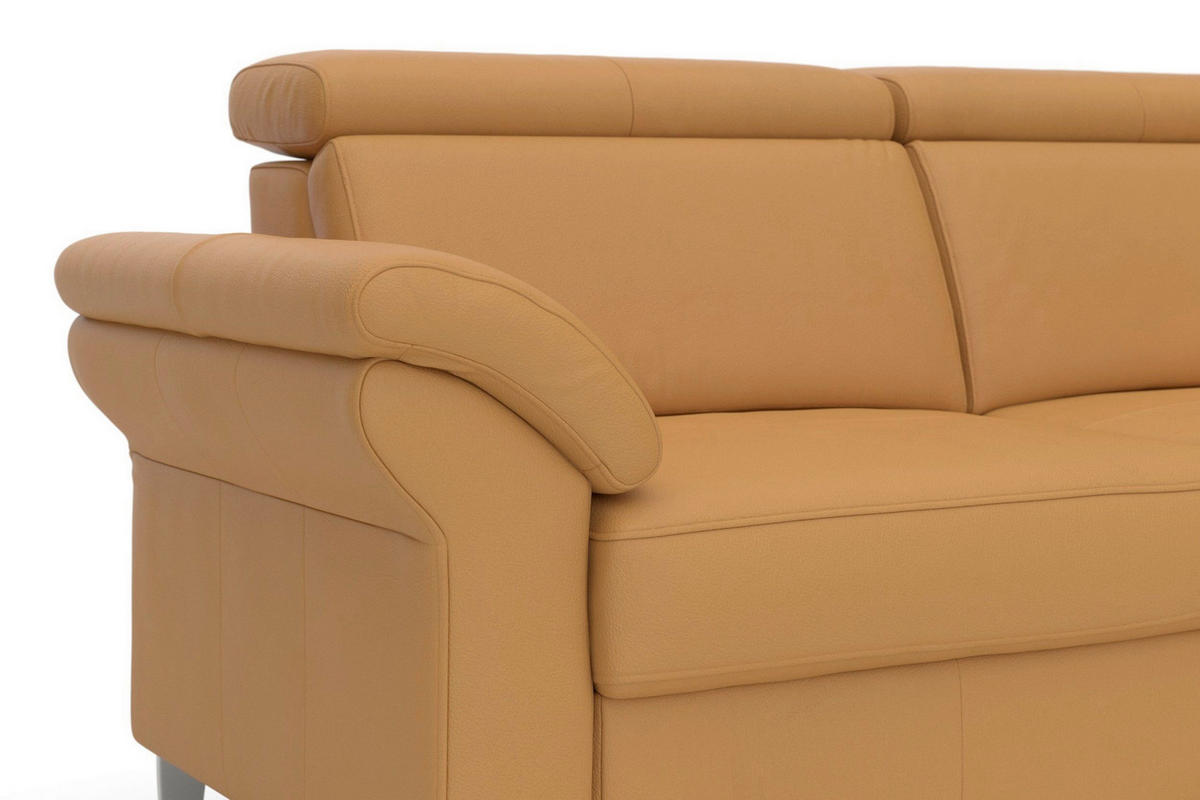 3-SITZER-SOFA ARNGAST E Echtleder Currygelb  - Chromfarben/Currygelb, Basics, Leder/Metall (186/84/93cm) - Sit & More