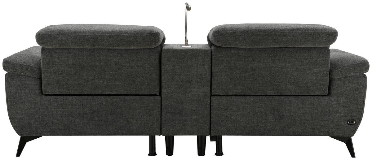 HEIMKINO-SOFA Webstoff Grau  - Chromfarben/Grau, MODERN, Textil/Metall (230/98/103cm) - Livetastic