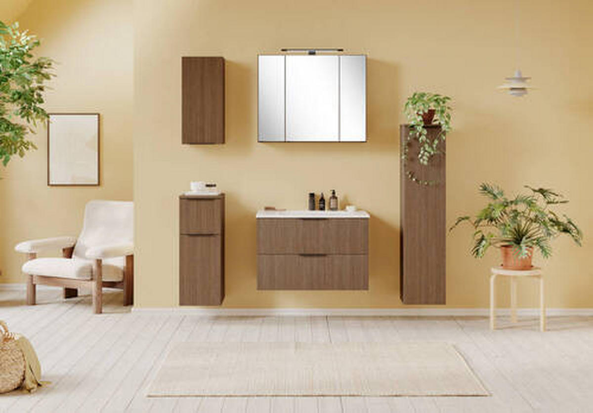 SPIEGELSCHRANK 80/64/20 cm  - Dunkelbraun/Schwarz, Natur, Glas/Holzwerkstoff (80/64/20cm) - Held