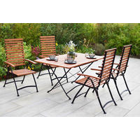 GARTENTISCHGRUPPE Eukalyptusholz Hartholz Stahl  - Schwarz/Naturfarben, KONVENTIONELL, Holz/Metall - Gardenson