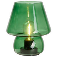 STOLNÁ LED LAMPA, E27, 15/17 cm  - tmavozelená, Trend, plast/sklo (15/17cm) - Ambia Home