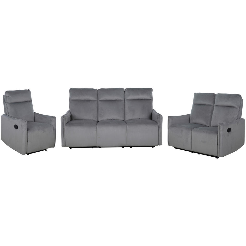 P & B SEDACÍ SOUPRAVA 3+2+1, textil, tmavě šedá