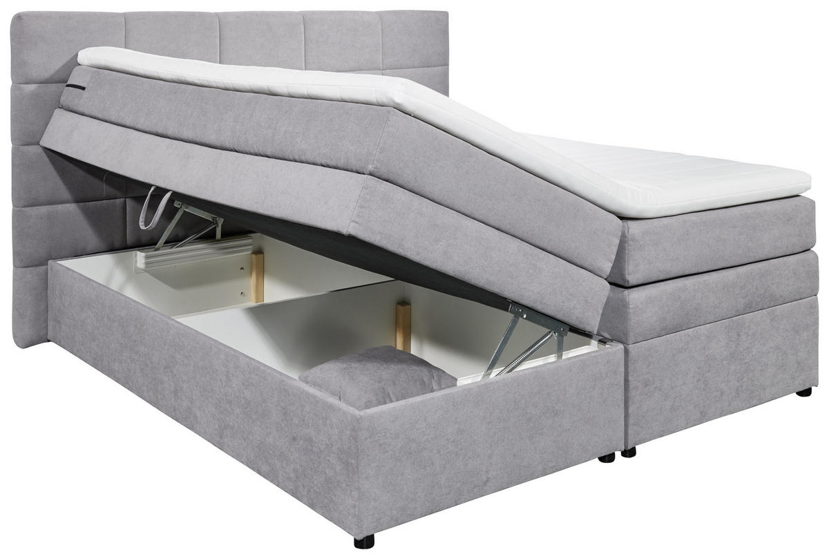 BOXSPRINGBETT 180/200 cm  in Hellgrau  - Hellgrau, KONVENTIONELL, Kunststoff (180/200cm) - MID.YOU