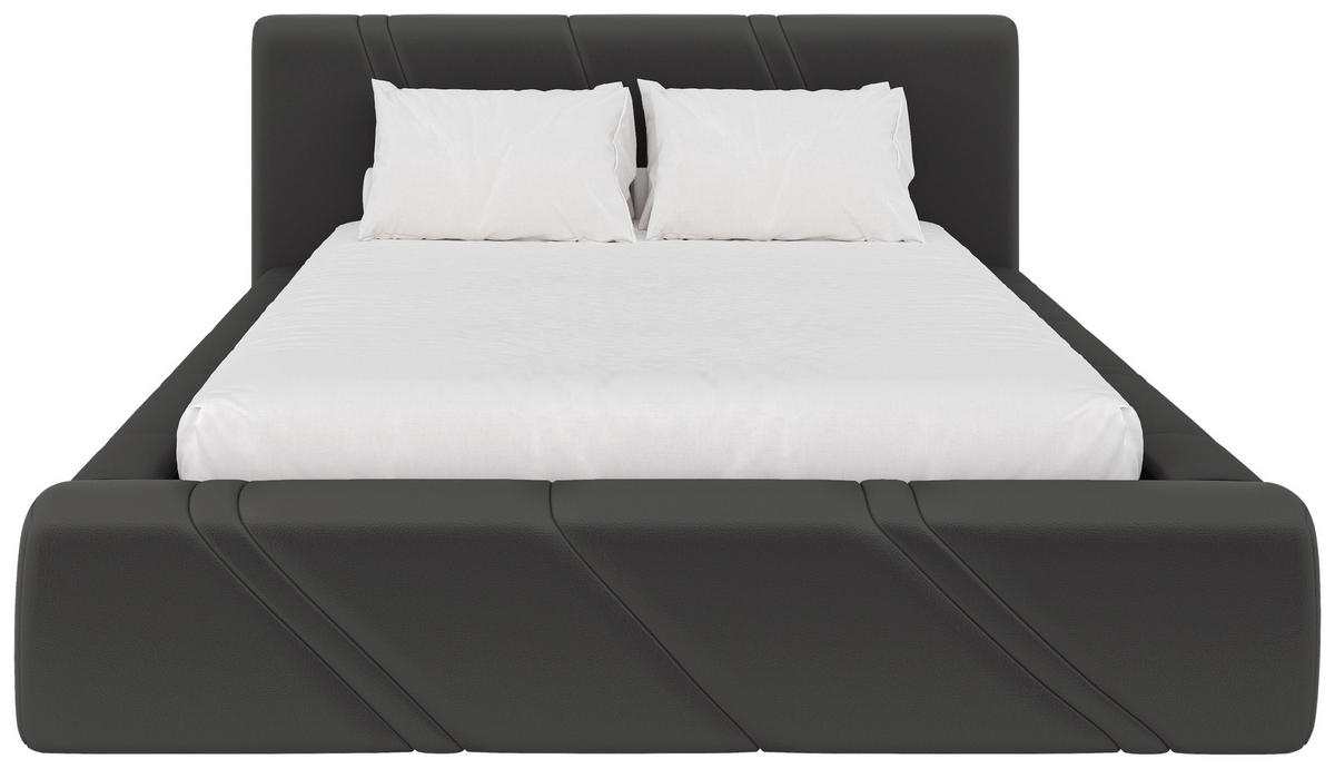 POLSTERBETT 140/200 cm,  in Anthrazit, gepolstertes Kopfteil, Lattenrost, Bettkasten,  - Anthrazit/Schwarz, Design, Holz/Kunststoff (140/200cm) - Chameo