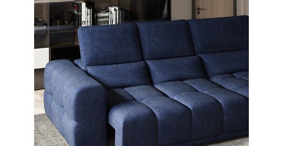 ECKSOFA Dunkelblau Chenille  - Schwarz/Dunkelblau, KONVENTIONELL, Kunststoff/Textil (290/203cm) - Carryhome