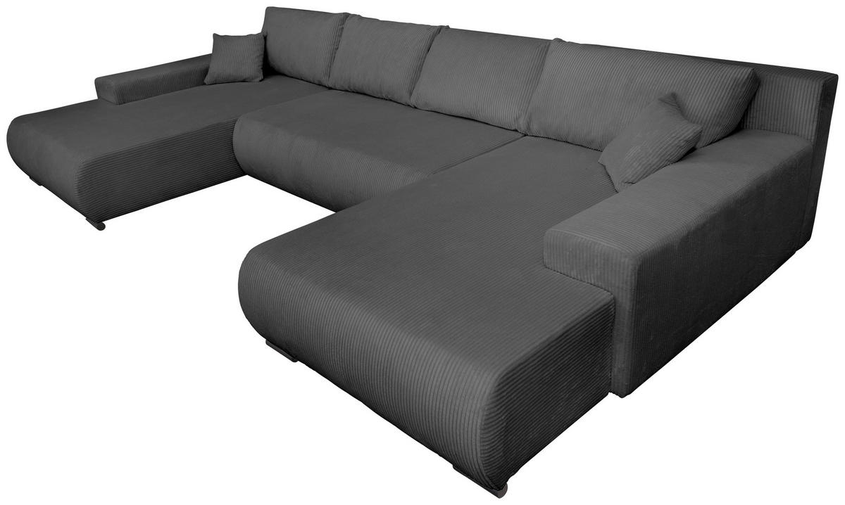 WOHNLANDSCHAFT Anthrazit Cord  - Anthrazit/Schwarz, KONVENTIONELL, Textil/Metall (191/351/191cm) - Carryhome