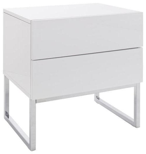 NACHTSCHRANK 50/50/40 cm  - Chromfarben/Weiß, Design, Holzwerkstoff/Metall (50/50/40cm) - Livetastic
