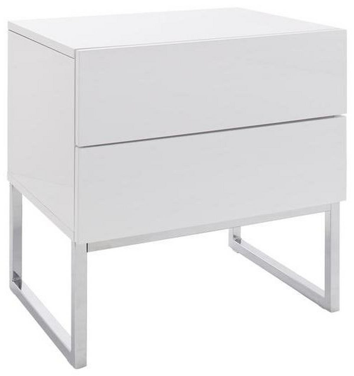 NACHTSCHRANK 50/50/40 cm  - Chromfarben/Weiß, Design, Holzwerkstoff/Metall (50/50/40cm) - Livetastic