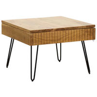 COUCHTISCH Akazie vollmassiv 70/70/45 cm quadratisch Schwarz, Akaziefarben  - Schwarz/Akaziefarben, Design, Holz/Metall (70/70/45cm) - Carryhome