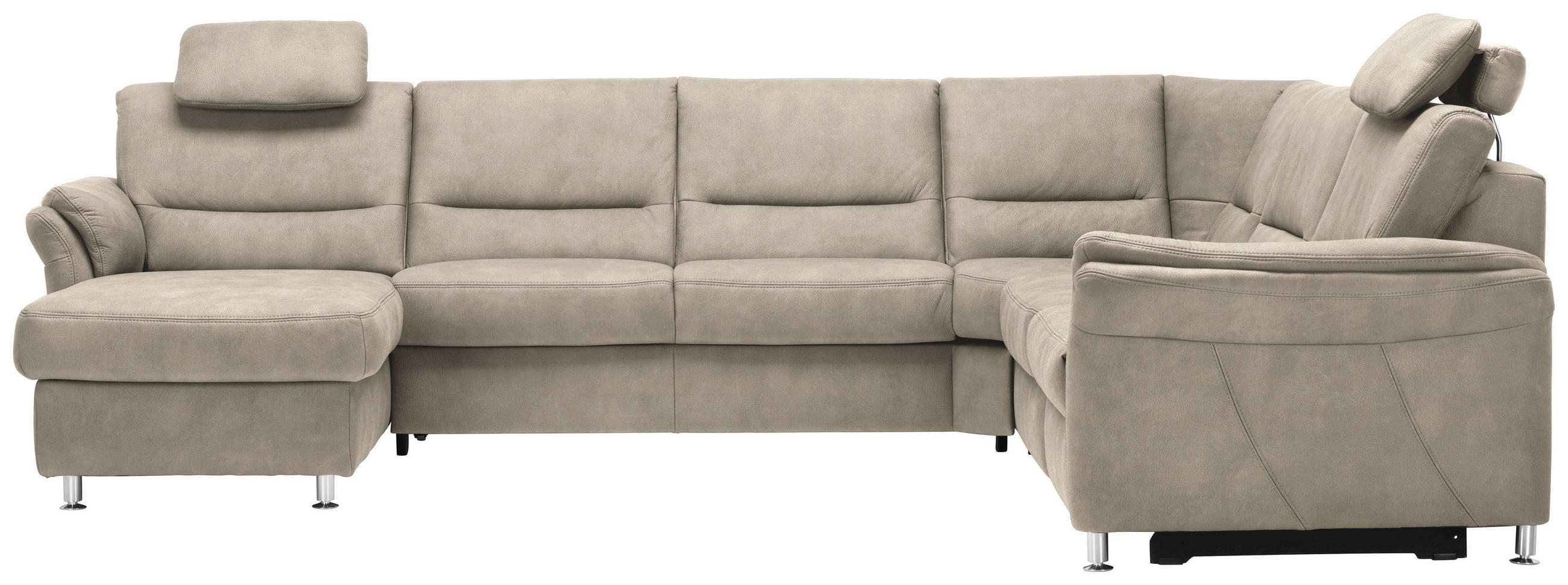 WOHNLANDSCHAFT Mikrofaser Naturfarben  - Alufarben/Naturfarben, Konventionell, Textil/Metall (173/330/262cm) - Beldomo System