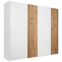 SCHWEBETÜRENSCHRANK in Weiss, Eichefarben  - Weiss/Eichefarben, Natur, Holz/Holzwerkstoff (250,5/231/68,6cm) - Valdera