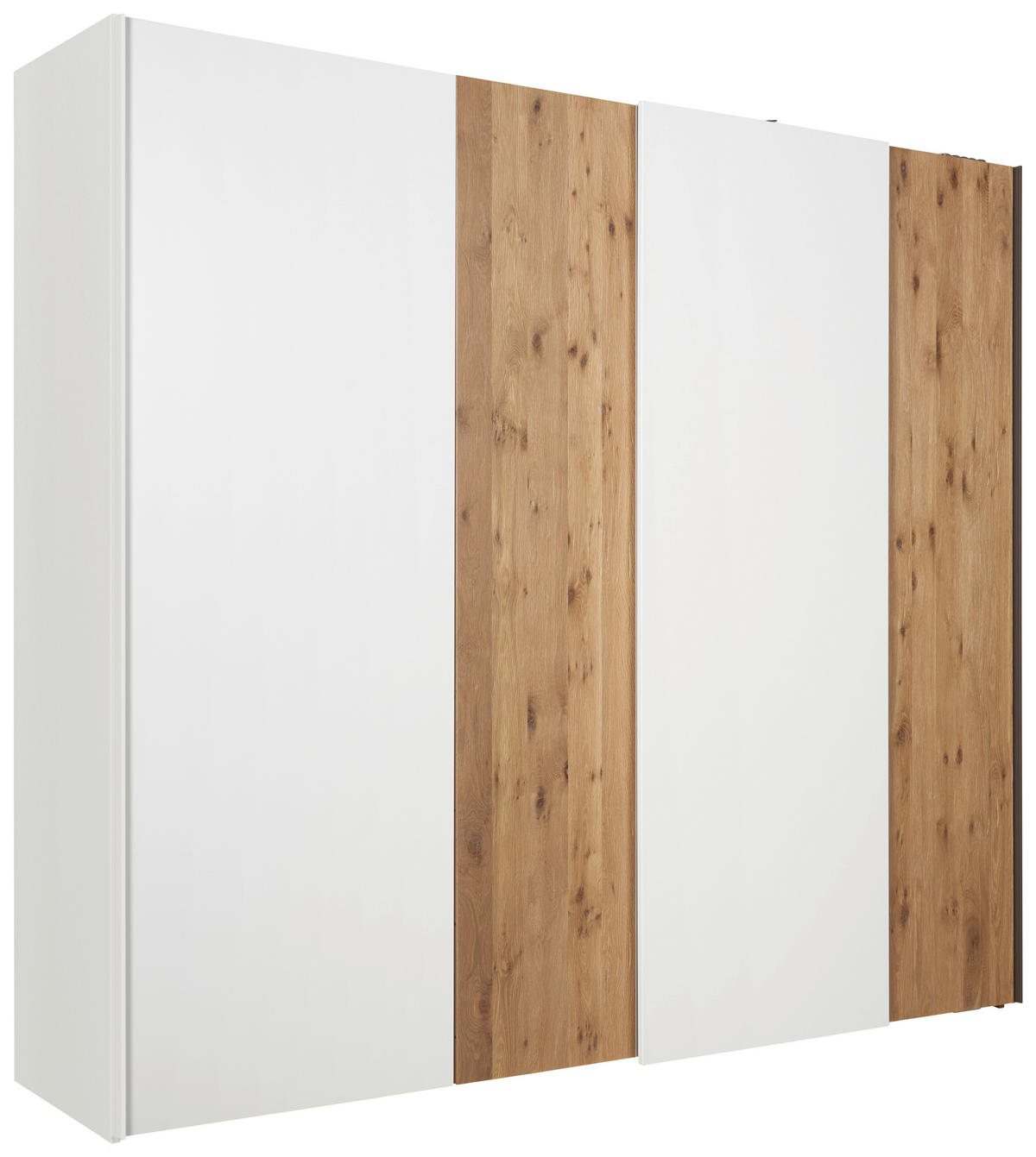SCHWEBETÜRENSCHRANK in Weiss, Eichefarben  - Weiss/Eichefarben, Natur, Holz/Holzwerkstoff (250,5/231/68,6cm) - Valdera