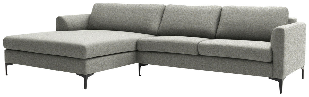ECKSOFA in Flachgewebe Taupe  195/310 cm  - Taupe/Schwarz, Design, Textil/Metall (195/310cm) - Schöner Wohnen