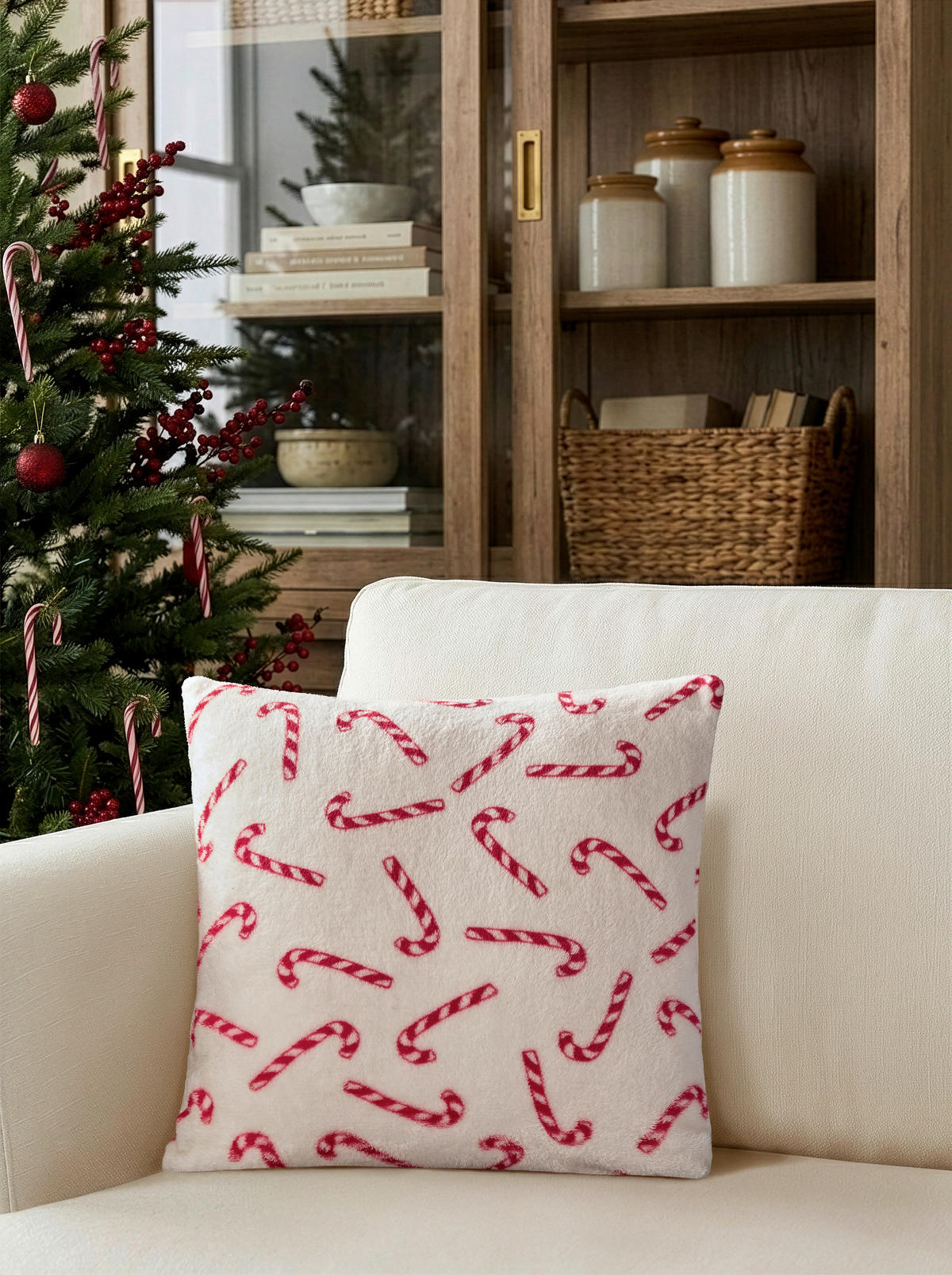 KISSENBEZUG CANDY CANE 40/40 cm  - Rot/Weiß, Design, Textil (40/40cm) - X-Mas