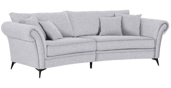 MEGASOFA in Flachgewebe Hellgrau  - Hellgrau/Schwarz, ROMANTIK / LANDHAUS, Textil/Metall (273/79/125cm) - Landscape