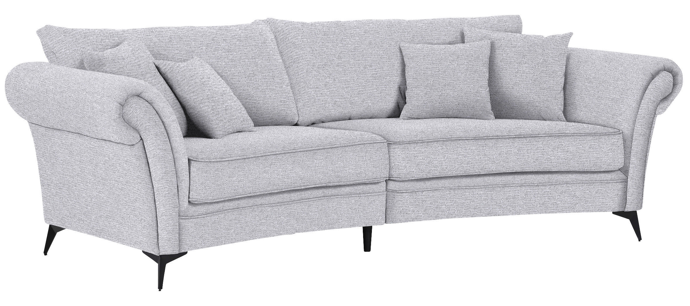 MEGASOFA Flachgewebe Hellgrau  - Hellgrau/Schwarz, ROMANTIK / LANDHAUS, Textil/Metall (273/79/125cm) - Landscape