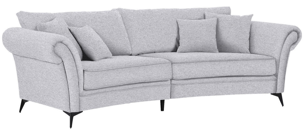 MEGASOFA in Flachgewebe Hellgrau  - Hellgrau/Schwarz, ROMANTIK / LANDHAUS, Textil/Metall (273/79/125cm) - Landscape