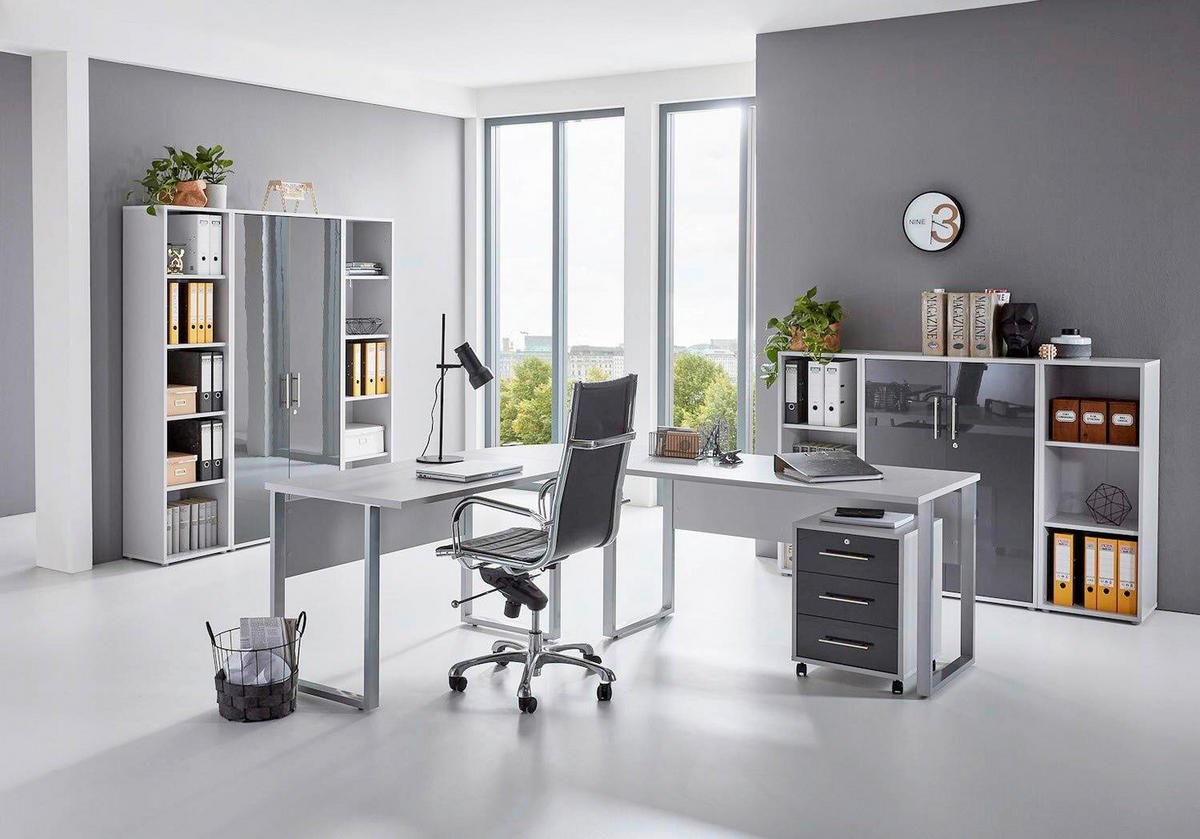 BÜRO - Anthrazit Hochglanz/Grau, MODERN, Holzwerkstoff - MID.YOU