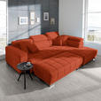 ECKSOFA in Mikrofaser Orange  301/207 cm  - Chromfarben/Orange, Design, Textil/Metall (301/207cm) - Xora