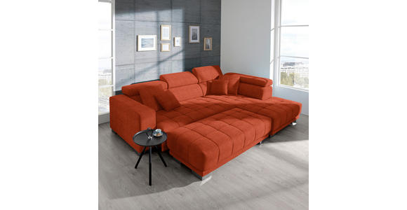 ECKSOFA in Mikrofaser Orange  301/207 cm  - Chromfarben/Orange, Design, Textil/Metall (301/207cm) - Xora