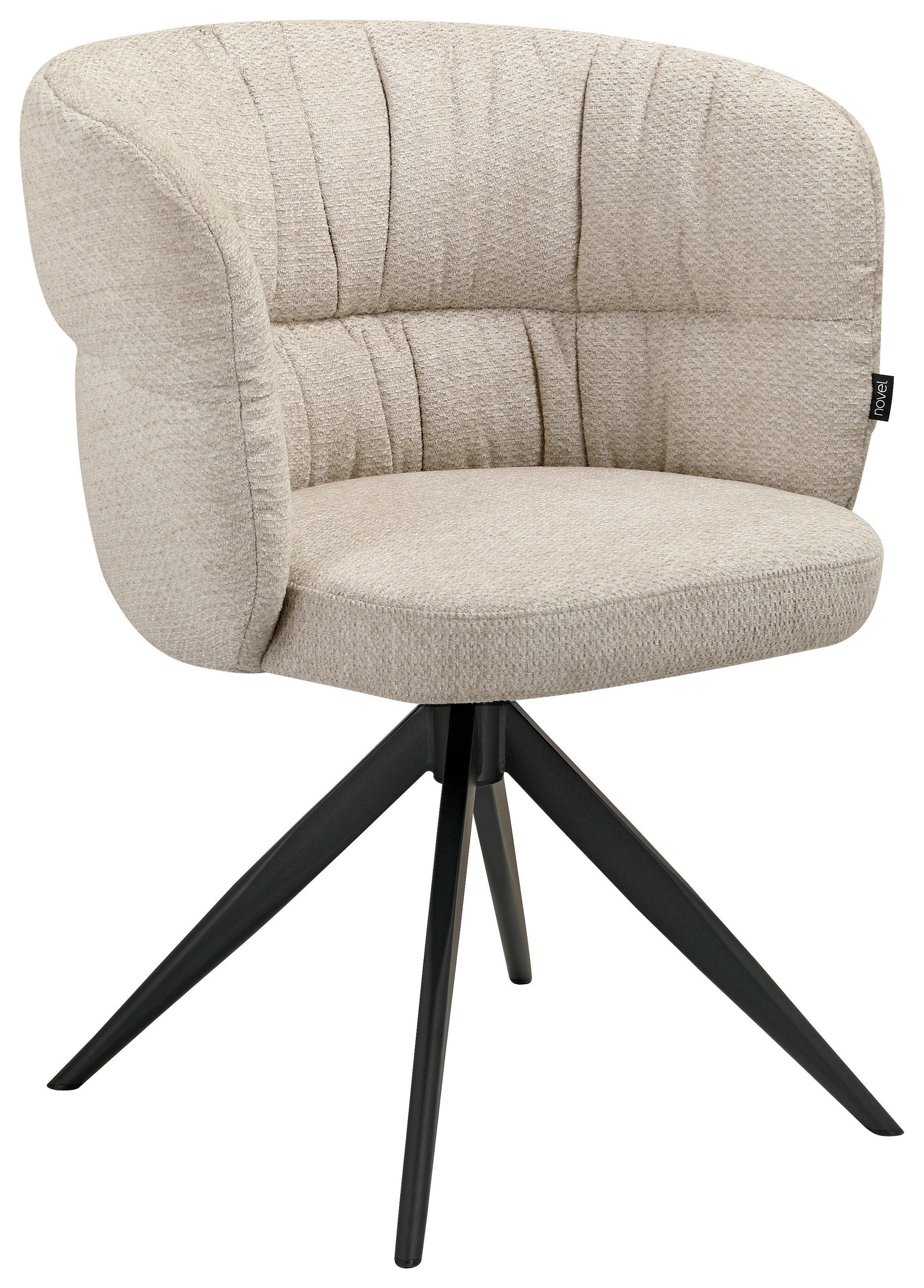 ARMLEHNSTUHL  in Eisen Chenille  - Beige/Schwarz, Design, Textil/Metall (63,5/81,5/61cm) - Novel