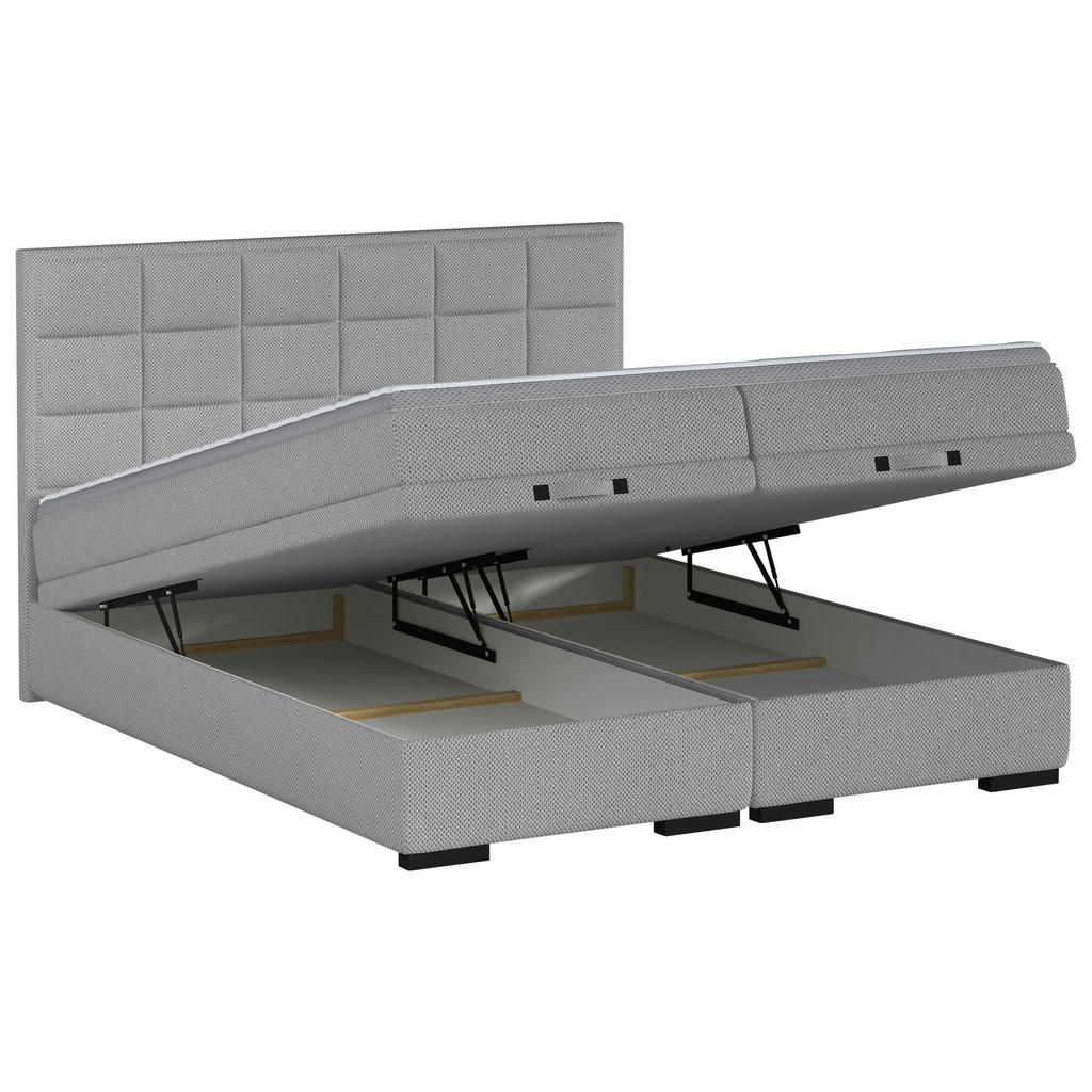 Thumbnail - home24 Boxspringbett, Hellgrau, Textil, Uni, H2 + H3, 7-Zonen, Höhe ca. 17 cm, 180x200 cm, Fsc, Reach, Made in EU, Oeko-...