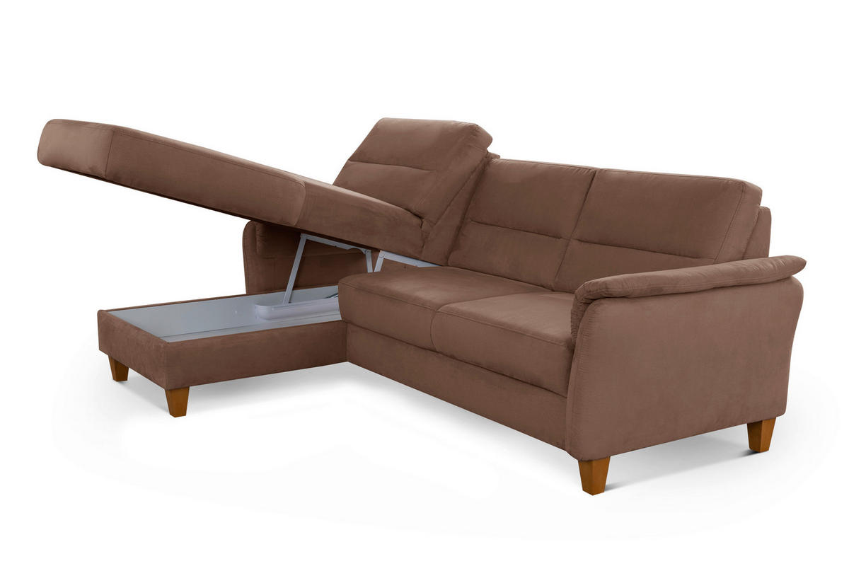 ECKSOFA PALMERA V Braun Mikrofaser  - Eichefarben/Braun, KONVENTIONELL, Holz/Textil (163/244cm) - Sit & More