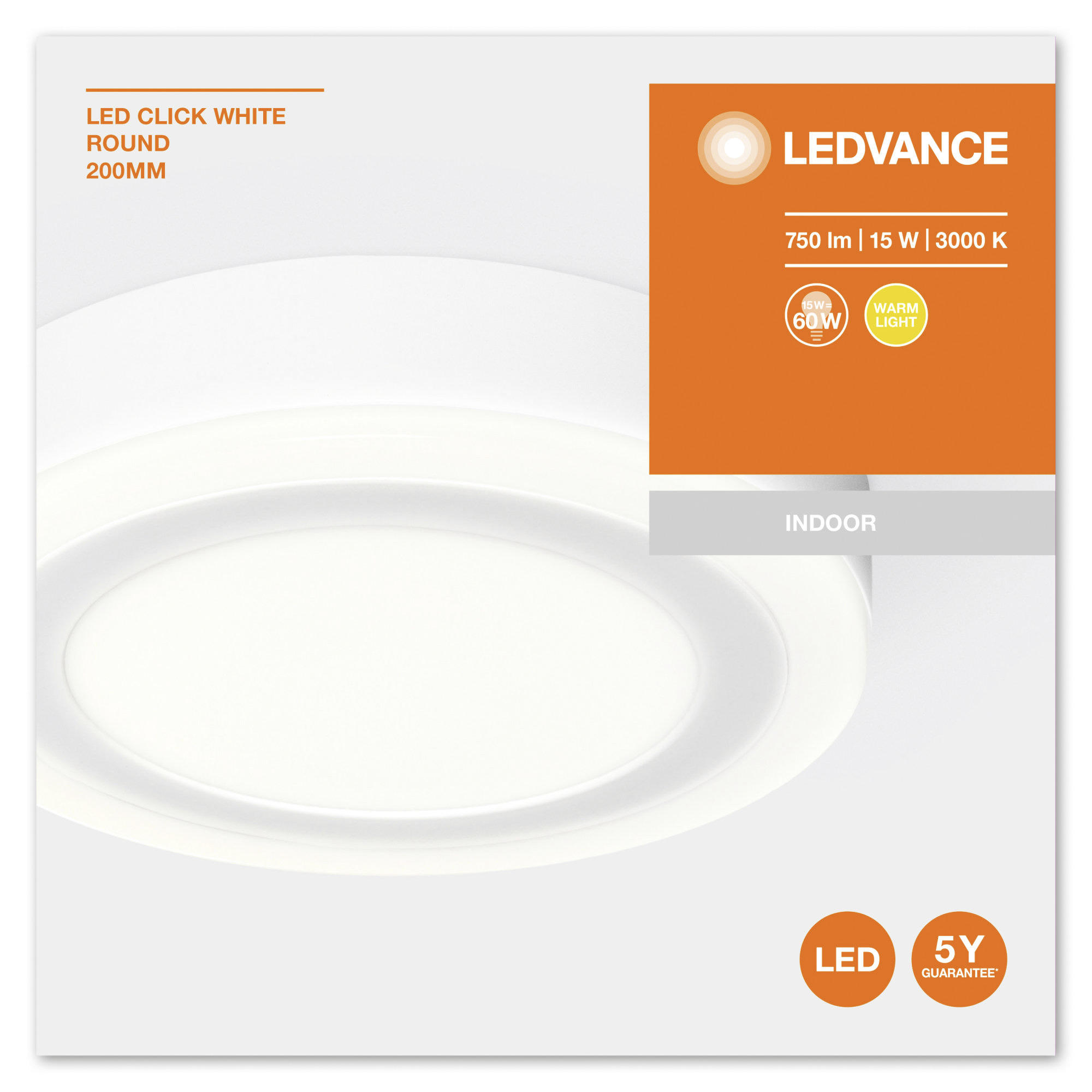LED-DECKENLEUCHTE LED Click White Round  - Weiß, Basics, Kunststoff/Metall (19,7/4cm) - Ledvance