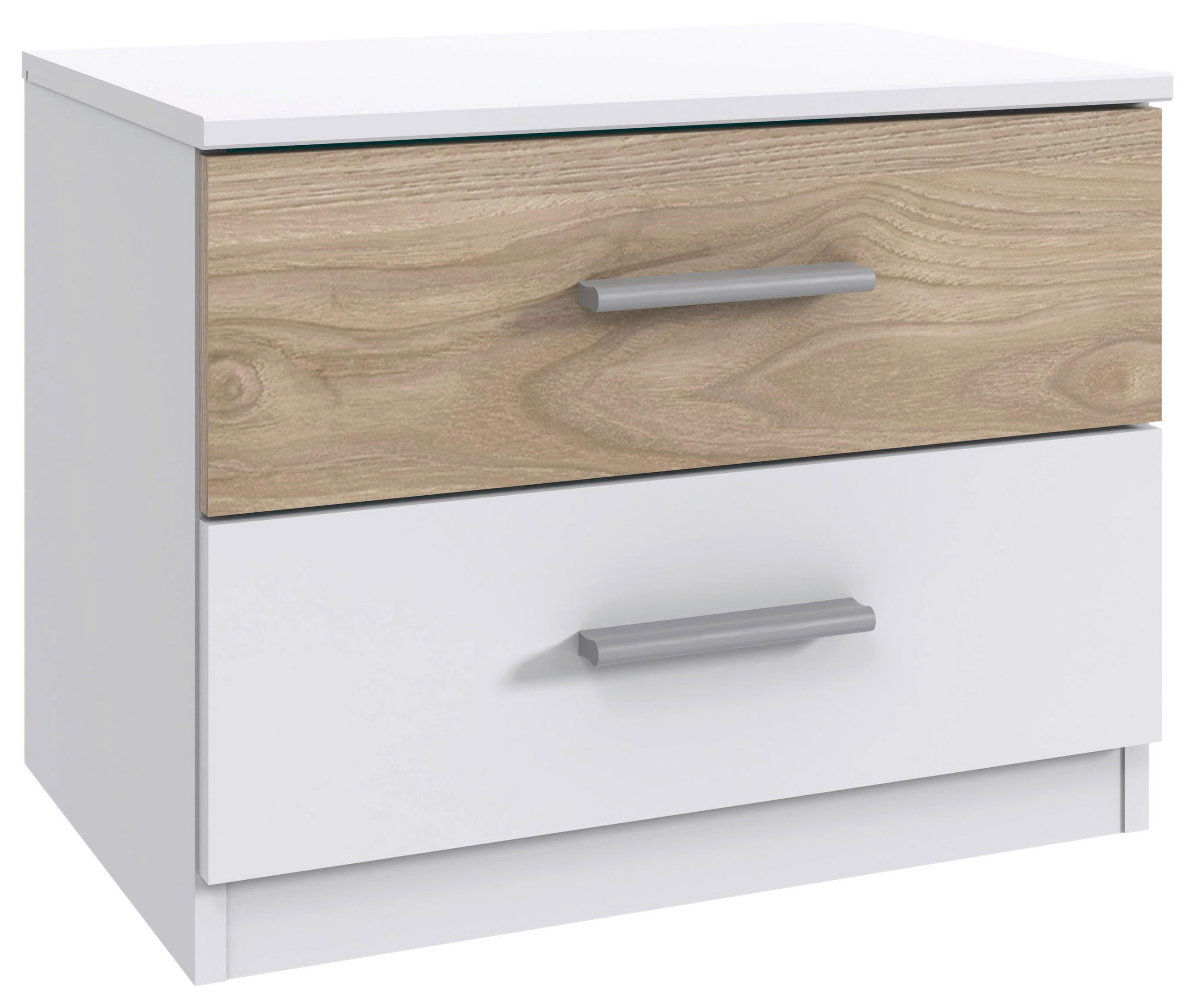 NACHTTISCH 52/40/38 cm  in Weiss, Eichefarben, Hickory  - Weiss/Eichefarben, Konventionell, Holzwerkstoff/Kunststoff (52/40/38cm) - Carryhome